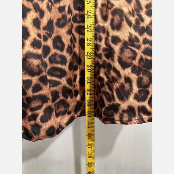 NWT Chloe Kristyn [ Small ] Satin Bell Sleeve Mini Dress in Leopard Animal Print - Picture 5 of 14